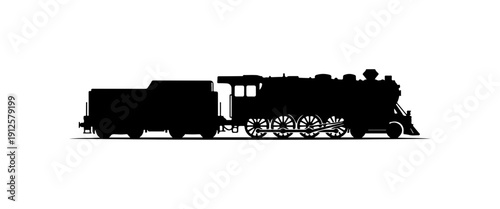 Vintage Steam Locomotive Silhouette Vector Art
