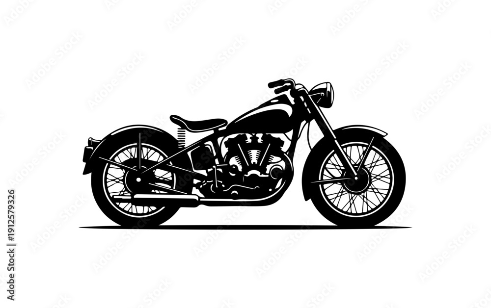 Fototapeta premium Vintage Classic Motorcycle Vector Illustration