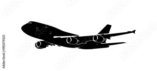 Minimalist Black Commercial Airplane SVG Vector Illustration