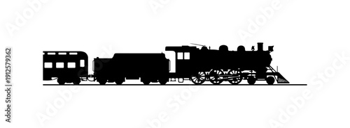 Vintage Steam Locomotive with Passenger Car