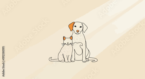 Dog and cat illustration a gentle scene depicting animal companionship