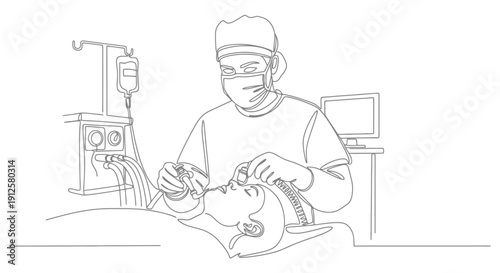 Surgeon performing delicate operation on patient in operating room.