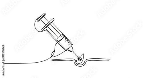Syringe Injecting Fluid into Skin Medical Illustration.
