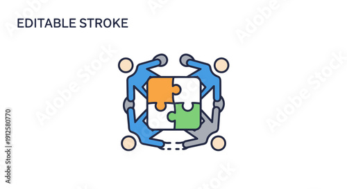 Teamwork puzzle pieces connecting people collaboration concept.