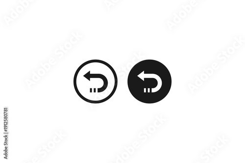 solid and outline icon of undo