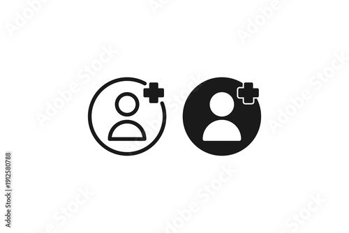 solid and outline icon of user add friend