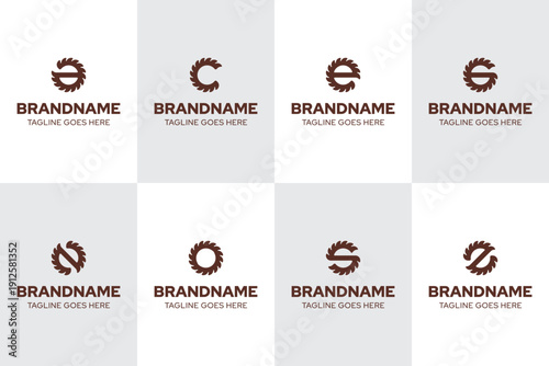 Letter A C E G N O S Z Circular Saw Logo is a dynamic industrial mark symbolizing precision, power, and cutting edge performance