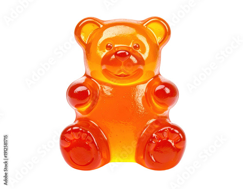 Bright Orange Gummy Bear Candy with Transparent Background Ideal for Sweet Treats or Desserts