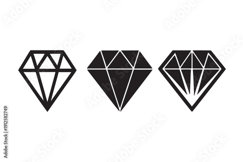 black diamond Different styles of cons isolated on a white background for design.