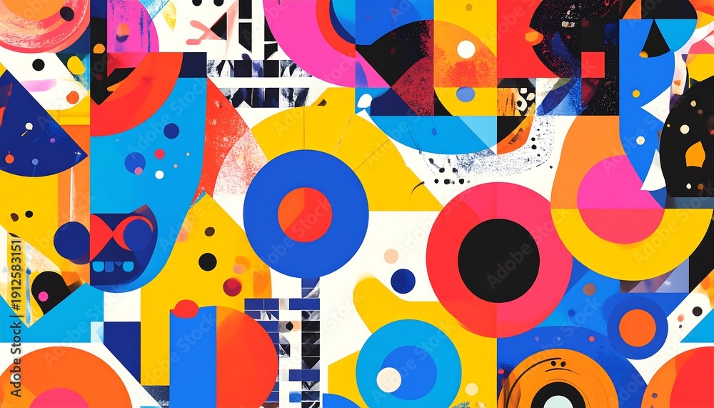 Obraz premium Vibrant geometric shapes collage dance