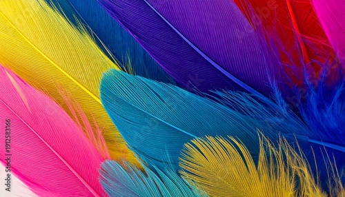 Vibrant feathers cascade in vivid hues