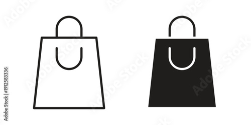 Bag icon in black line style set. logotype designs
