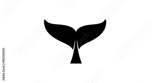 Whale Tail Silhouette Isolated on White.