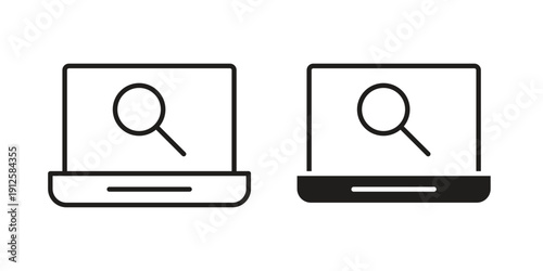 Browsing icon in black line style set. logotype designs