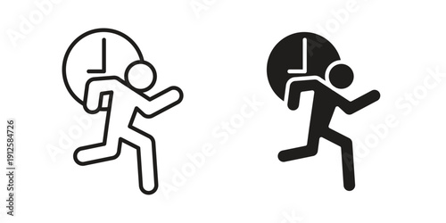 Busy icon in black line style set. logotype designs