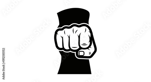 Clenched Fist Hand Gesture Illustration.