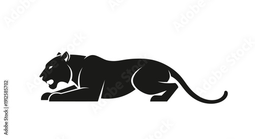 Black Panther Silhouette Crouching and Ready to Pounce.