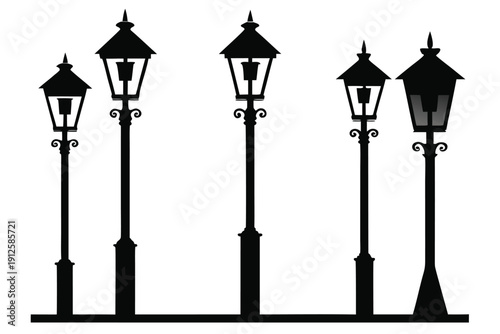 Streetlights, Antique Lamp Post Silhouettes