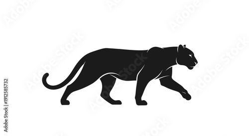 Black Panther Silhouette Walking Forward.