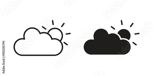 Cloudy Day icon in black line style set. logotype designs