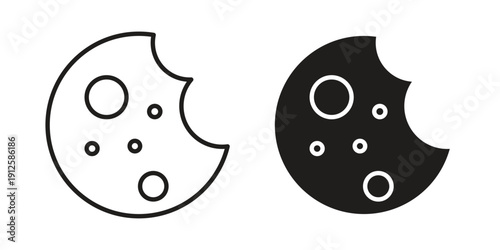 Cookie icon in black line style set. logotype designs
