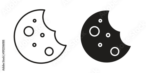 Cookie icon in black line style set. logotype designs