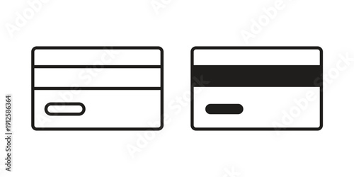 Credit card icon in black line style set. logotype designs