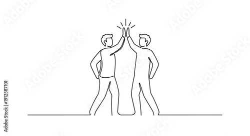 Two men giving each other a high five in celebration.