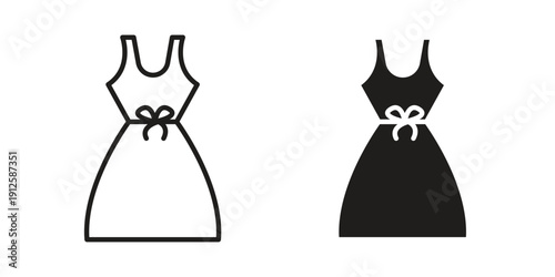 Dress icon in black line style set. logotype designs