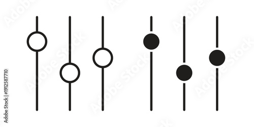 Equalizer icon in black line style set. logotype designs