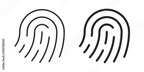 Fingerprint icon in black line style set. logotype designs
