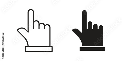 Finger icon in black line style set. logotype designs