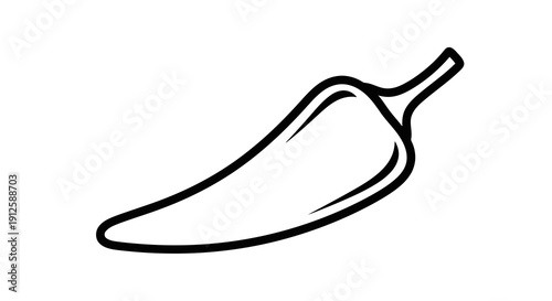 A simple black and white line drawing of a chili pepper on a white background.