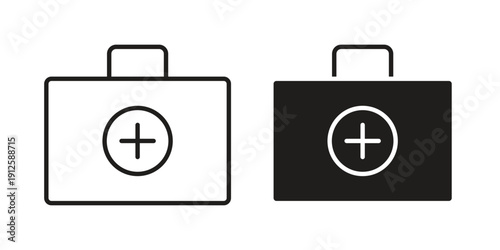 First aid icon in black line style set. logotype designs