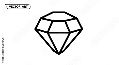 A simple black and white vector illustration of a diamond gemstone.