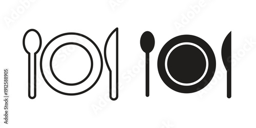 Food icon in black line style set. logotype designs