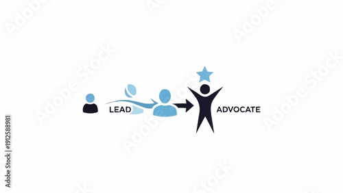 Tablou pe pânză Lead turning into happy advocate person.