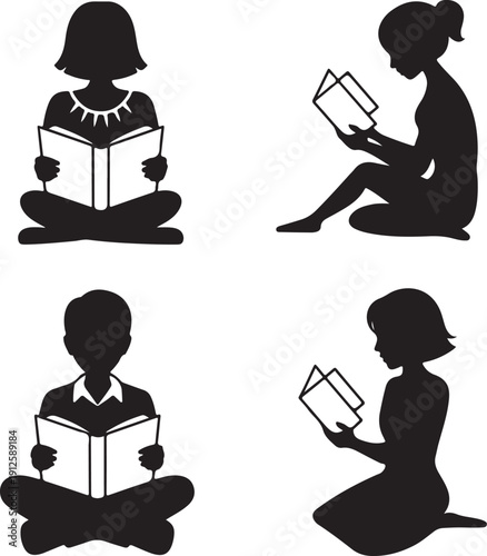 Peaceful Silhouette of a Muslim Woman Reading a Book in Contemplation