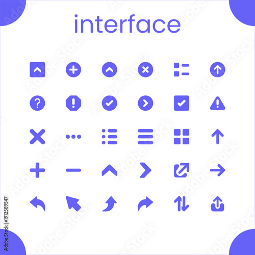 interface icon set, modern UI UX navigation and app symbols, web dashboard buttons vector icons, minimal digital design icon pack