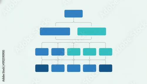 Organizational chart with blue and teal blocks on light background