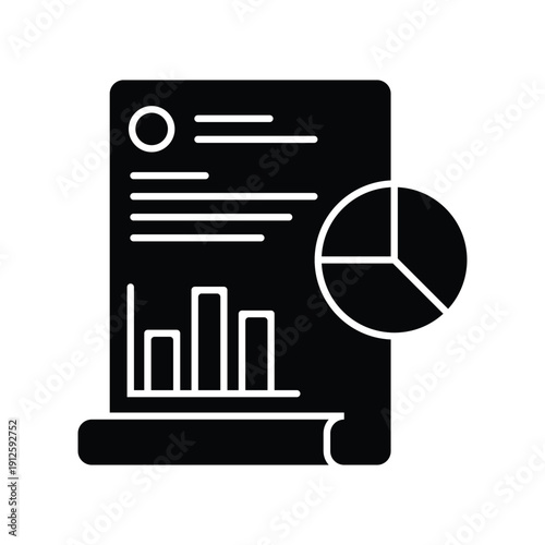 Business analytics icon with chart and graph, data report