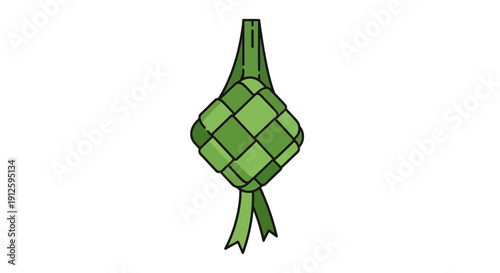Traditional Southeast Asian Ketupat Rice Dumpling Illustration.