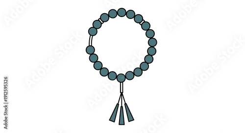Blue Beaded Prayer Mala Necklace with Tassel Pendant.