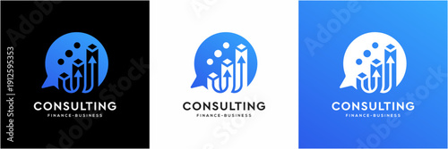 Modern Finance and Business Consulting Logo Template. Vector icon Bar Chart and Speech Bubble concept.