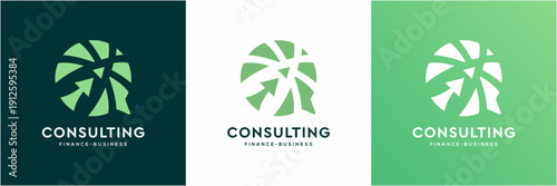 Modern Finance and Business Consulting Logo Template. Vector icon Forward and Speech Bubble concept.