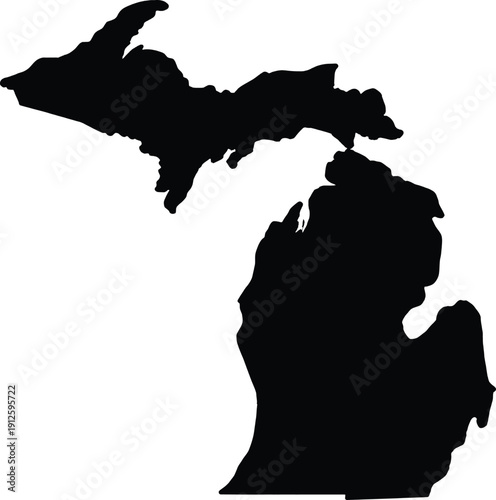 Silhouette map of michigan vector illustration isolated on transparent background