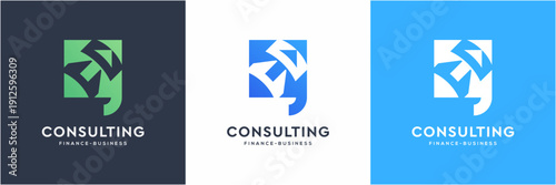 Modern Finance and Business Consulting Logo Template. Vector icon Forward and Speech Bubble concept.