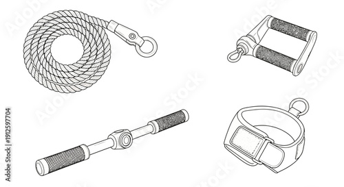 Gym Cable Attachments: Rope, Handle, Bar, Ankle Strap for Fitness Training
