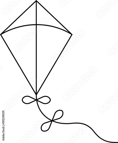 Colorful kite vector icon, flying toy silhouette and outline, playful festival symbol isolated on transparent background for kids and holiday design