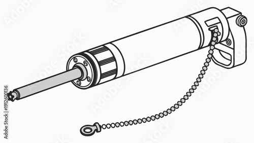 A detailed vector illustration of a mechanical device with a chain and sprocket